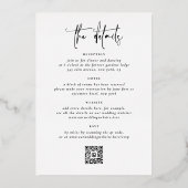 Klein minimalistisch alles in één QR-code Fotobrui Folie Uitnodiging (Achterkant)