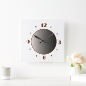 Klein minimalistisch wit met Tan Numerals Square W Vierkante Klok (Huis)