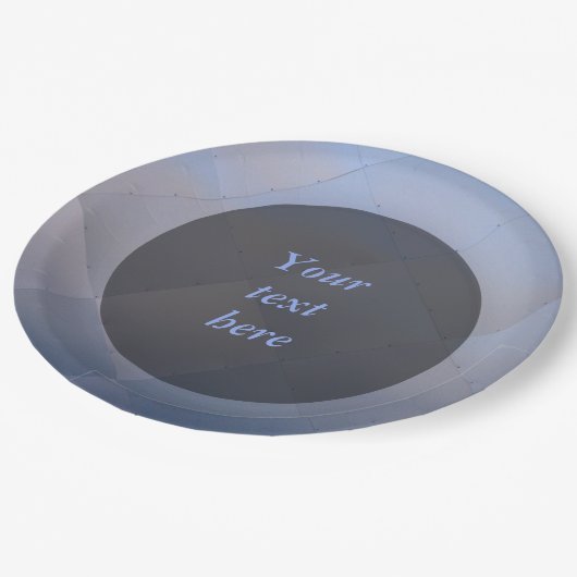 Klein modern, gecheckt metaal blauw, elke tekst papieren bordje (Gekanteld)