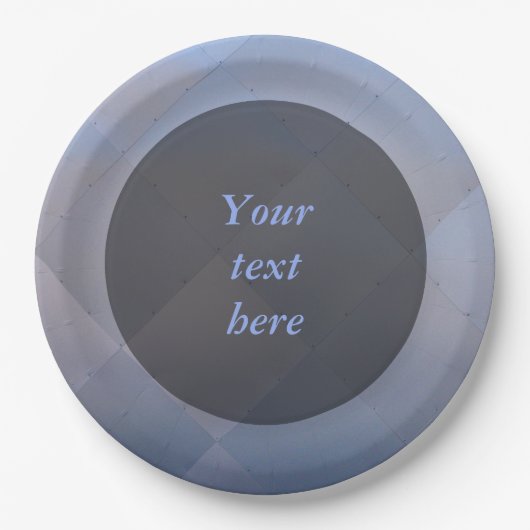 Klein modern, gecheckt metaal blauw, elke tekst papieren bordje (Voorkant)