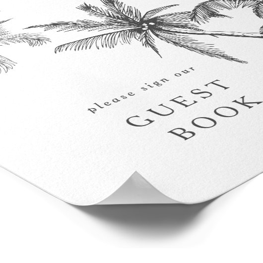 Klein Modern Tropisch Gastenboek Trouwbord Poster (Hoek)