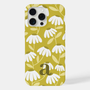 Klein Monogram Letter Donker Gouden Bloemmotief iPhone 15 Pro Max Case