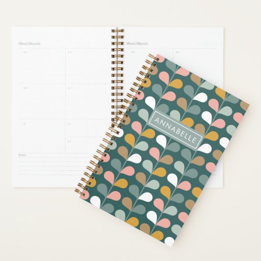 Klein Monogram Naam Bloemblaadjes Patroon Planner (Display)