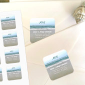 Klein monogram retourneringszegel vierkante sticker