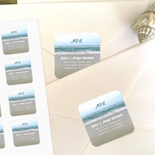 Klein monogram retourneringszegel vierkante sticker