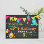 Klein monster Draaien Een Verjaardag Uitnodiging (Staand voorkant)