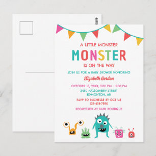 Klein monster op komst Baby Shower Halloween Briefkaart