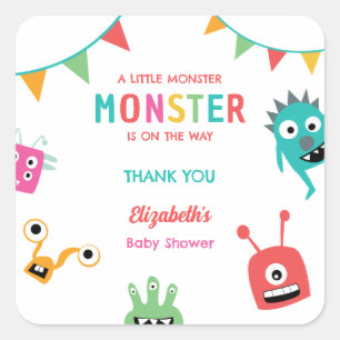Klein monster op komst Baby Shower Halloween Vierkante Sticker