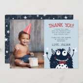 Klein Monster | Platte Dankjewelfoto kaart (Voorkant / Achterkant)