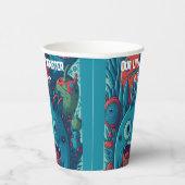 Klein monster verjaardag feestje blauw rood papieren bekers (Rechts)