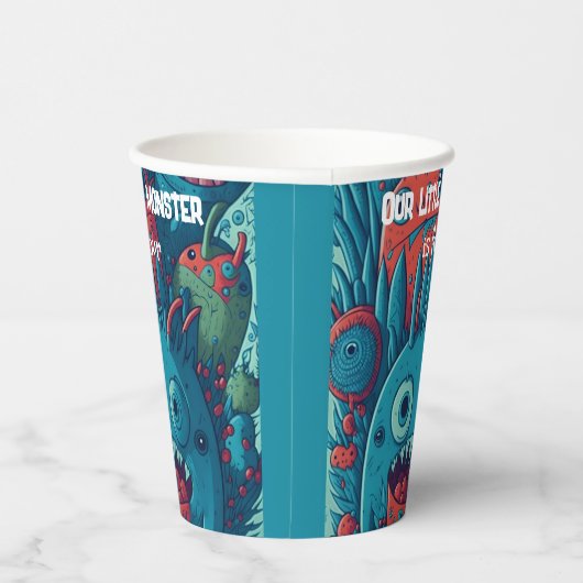 Klein monster verjaardag feestje blauw rood papieren bekers (Rechts)