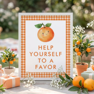 Klein Mopje Gingham Favor Bord Baby Shower Poster