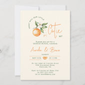 Klein Moppie Citrus Geslacht Onthulling Baby Showe Kaart (Voorkant)