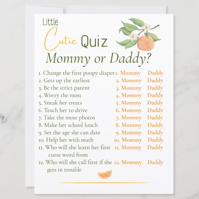 Klein Moppie MEISJE Mama of Papa Quizspel (Voorkant)