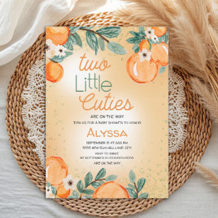 Klein Moppie Oranje Groene Tweeling Baby Shower Kaart