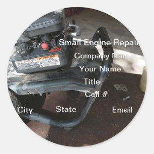 klein motorreparatiebedrijf ronde sticker