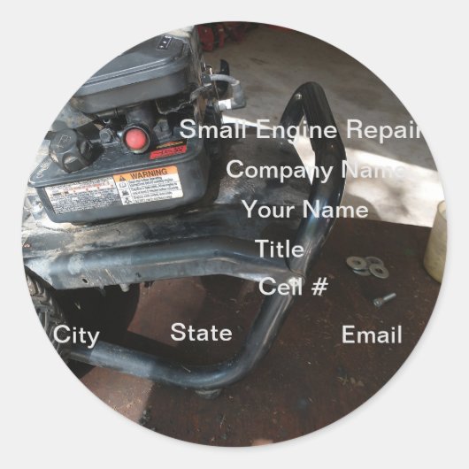 klein motorreparatiebedrijf ronde sticker (Voorkant)