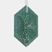 Klein natte Blauwgroen gepotte octopus fijne fract Glas Ornament (Voorkant Rechts)