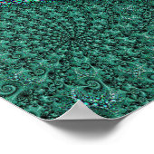 Klein natte Blauwgroen gepotte octopus fractale ku Poster (Hoek)