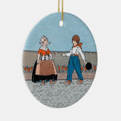 Klein Nederlands Meisje Jongen Klompen Rode Tulpen Keramisch Ornament (Rechts)