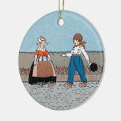 Klein Nederlands Meisje Jongen Klompen Rode Tulpen Keramisch Ornament (Links)