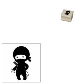 Klein Ninja Holding Gooi Ster 1x1 Rubberstempel (Gestempeld)
