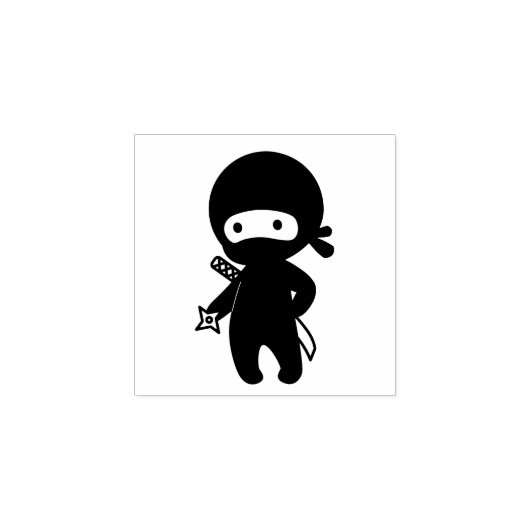 Klein Ninja Holding Gooi Ster 1x1 Rubberstempel (Afrduk)