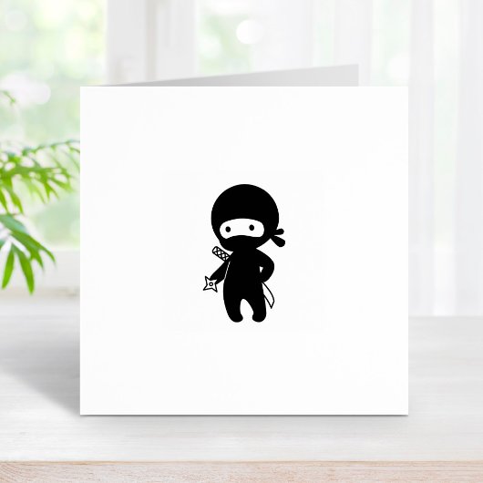 Klein Ninja Holding Gooi Ster 1x1 Rubberstempel