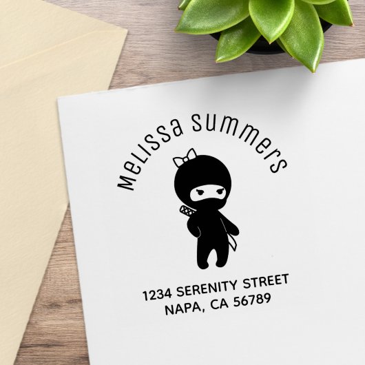 Klein Ninja Meisje Arch Adres Rubberstempel