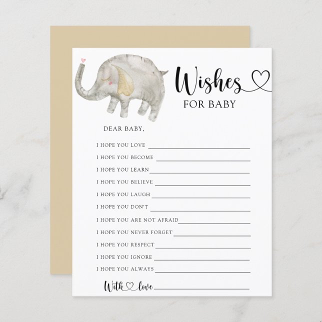 Klein olifantenspel | wensen voor baby (Voorkant / Achterkant)