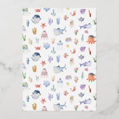 Klein onder het Zee Ocean Boys Pirate Birthday Folie Uitnodiging (Achterkant)