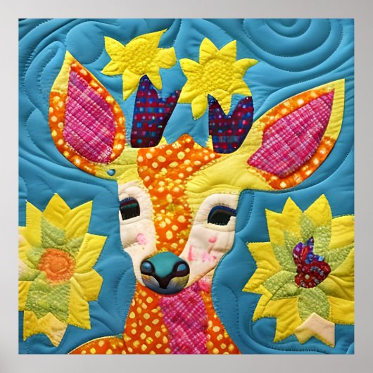 Klein ontwerp, zoals een klein deer quilt poster (Voorkant)