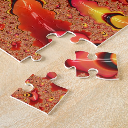 Klein Oranje en geel Spiral Fractal Abstract Legpuzzel (Zijkant)