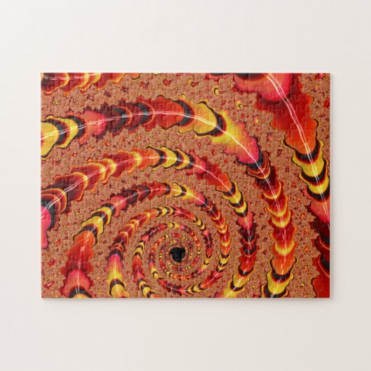 Klein Oranje en geel Spiral Fractal Abstract Legpuzzel (Horizontaal)