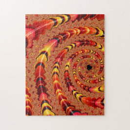 Klein Oranje en geel Spiral Fractal Abstract Legpuzzel
