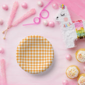 Klein Oranje en Wit Gingham Papieren Kommen (Feest)