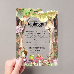 Klein Paddenstoelen Bos Bosherfst Baby Shower Acryl Uitnodigingen