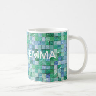 Klein pasteel blauw groen glazen blok Tile mozaïe Koffiemok