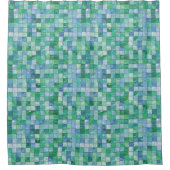 Klein pasteel blauw groen glazen blok Tile mozaïek Douchegordijn (Voorkant)
