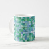 Klein pasteel blauw groen glazen blok Tile mozaïek Koffiemok (Voorkant links)