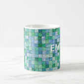 Klein pasteel blauw groen glazen blok Tile mozaïek Koffiemok (Center)