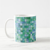 Klein pasteel blauw groen glazen blok Tile mozaïek Koffiemok (Links)