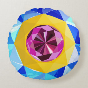 Klein patroon, Paars blauw gele patroon Rond Kussen