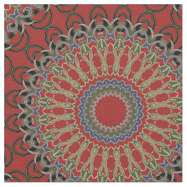 Klein patroon rood, groen en blauw Mandala Stof