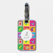 Klein patroonpatroon Kinder Bagagelabel (Achterkant verticaal)