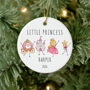 Klein persoonlijk prinsesje  keramisch ornament