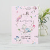 Klein Persoonlijk Roze Babyfeestje Kaart (Staand voorkant)