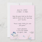 Klein Persoonlijk Roze Babyfeestje Kaart (Achterkant)