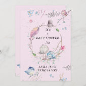 Klein Persoonlijk Roze Babyfeestje Kaart (Voorkant / Achterkant)