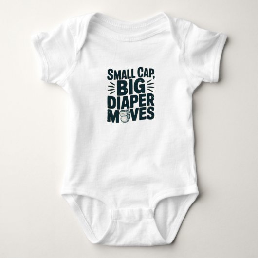 "Klein Pet, grote luier beweegt" Grappige Baby bod Romper (Voorkant)